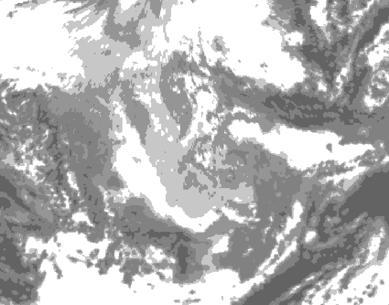 GDPS total cloud 018 hour forecast chart for Canada based on 2025/12/06 0000Z data