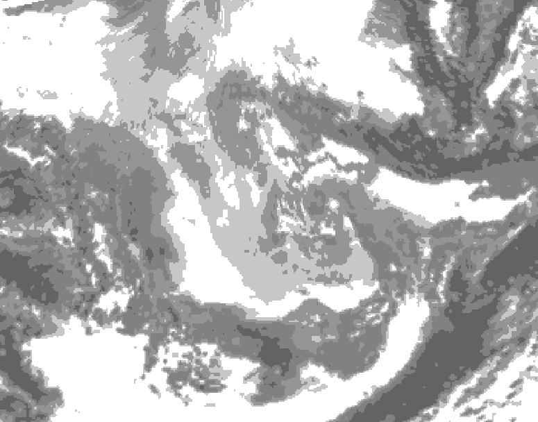 GDPS total cloud 024 hour forecast chart for Canada based on 2025/12/06 0000Z data