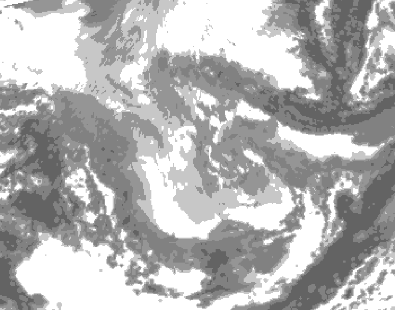 GDPS total cloud 030 hour forecast chart for Canada based on 2025/12/06 0000Z data