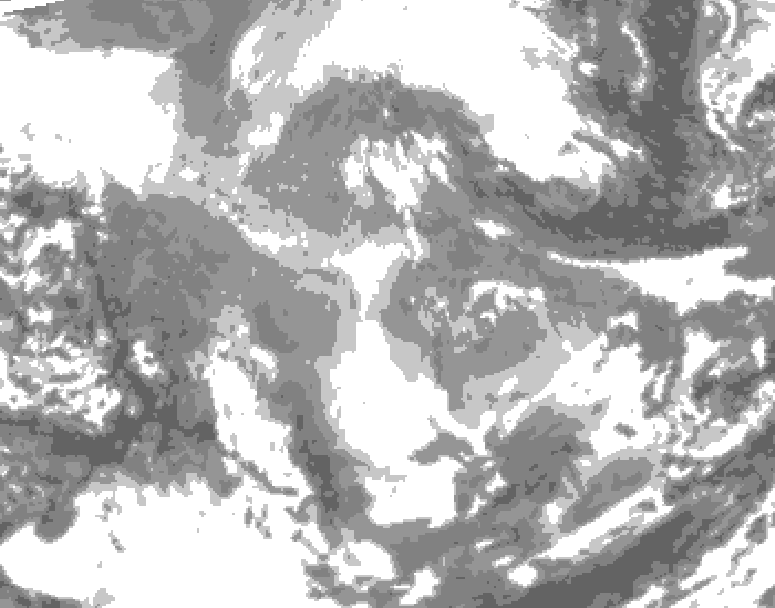 GDPS total cloud 042 hour forecast chart for Canada based on 2025/12/06 0000Z data