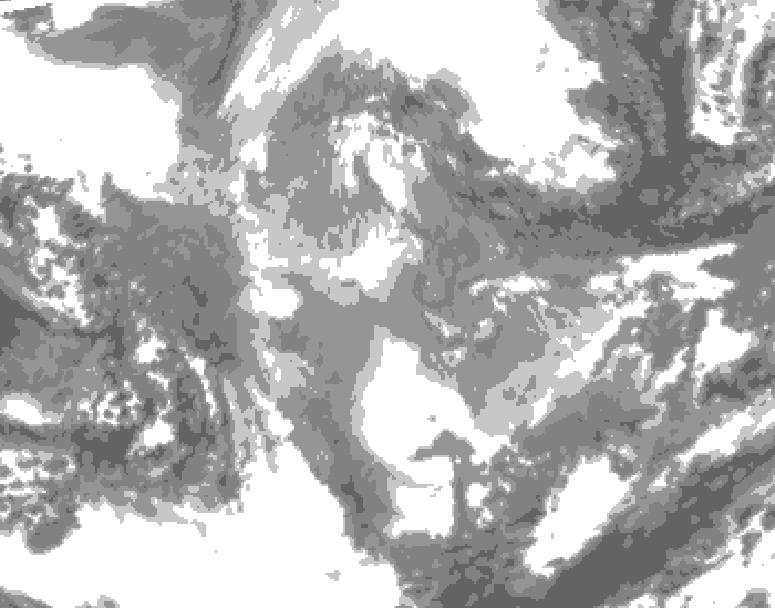 GDPS total cloud 048 hour forecast chart for Canada based on 2025/12/06 0000Z data