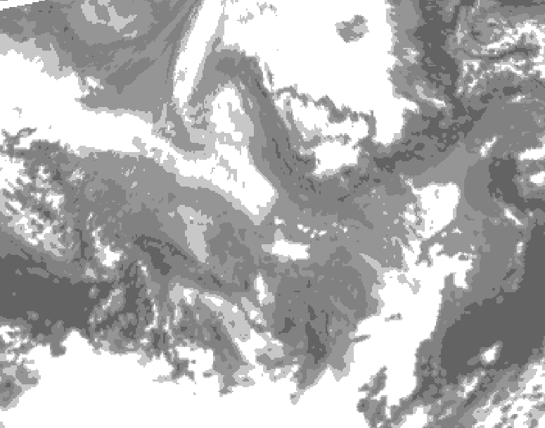GDPS total cloud 078 hour forecast chart for Canada based on 2025/12/06 0000Z data