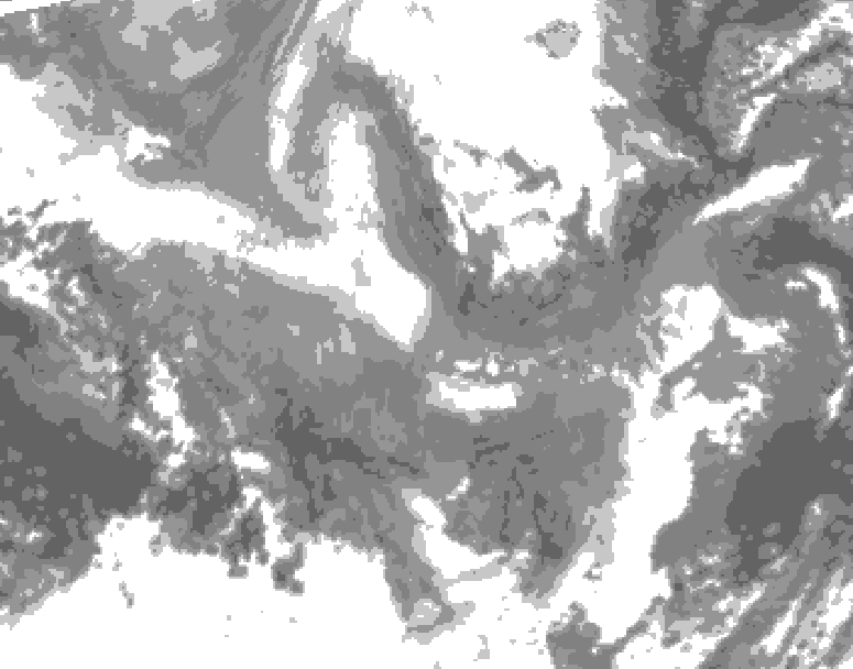 GDPS total cloud 084 hour forecast chart for Canada based on 2025/12/06 0000Z data