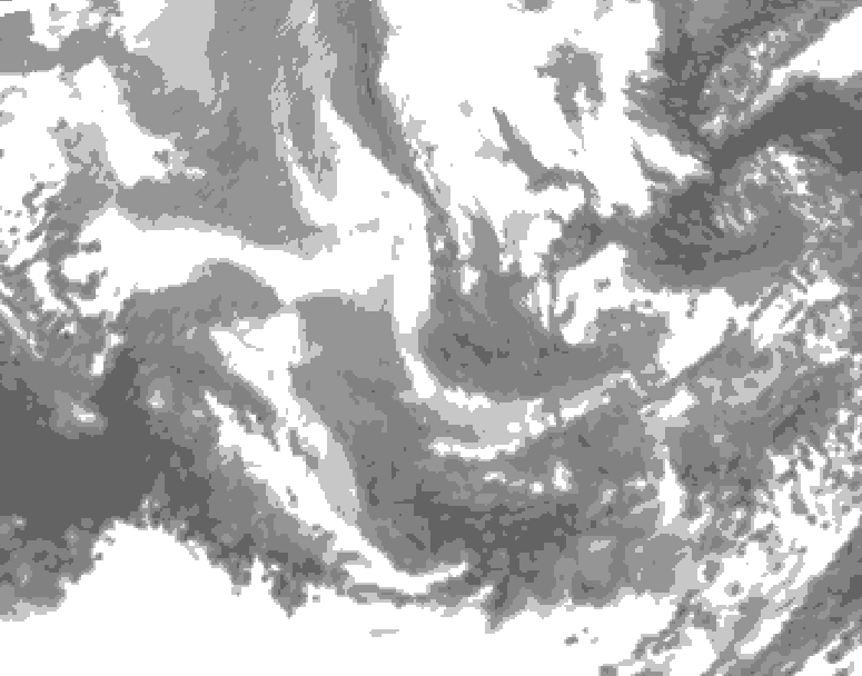 GDPS total cloud 102 hour forecast chart for Canada based on 2025/12/06 0000Z data