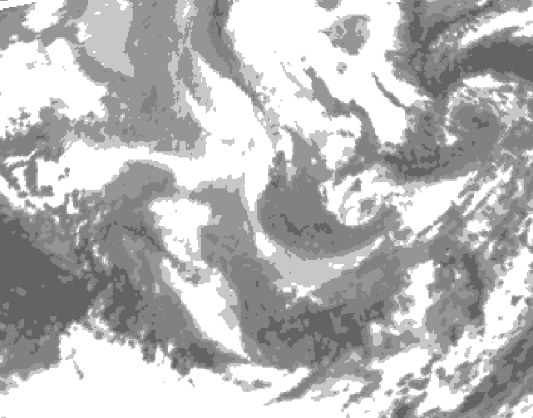 GDPS total cloud 108 hour forecast chart for Canada based on 2025/12/06 0000Z data