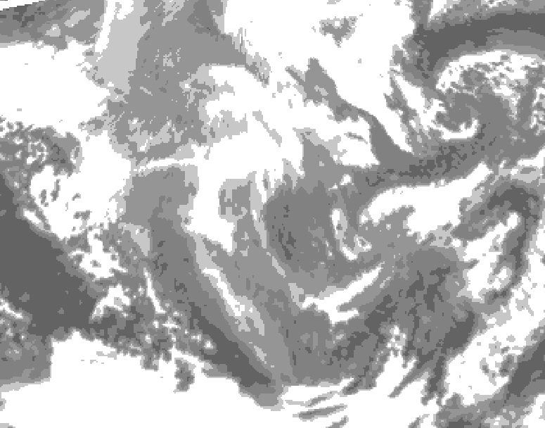 GDPS total cloud 120 hour forecast chart for Canada based on 2025/12/06 0000Z data
