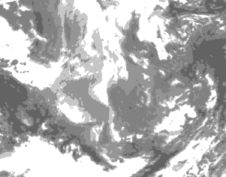 GDPS total cloud 150 hour forecast chart for Canada based on 2025/12/06 0000Z data