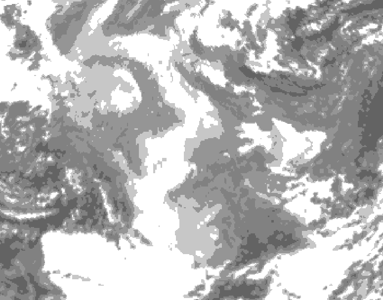 GDPS total cloud 192 hour forecast chart for Canada based on 2025/12/06 0000Z data
