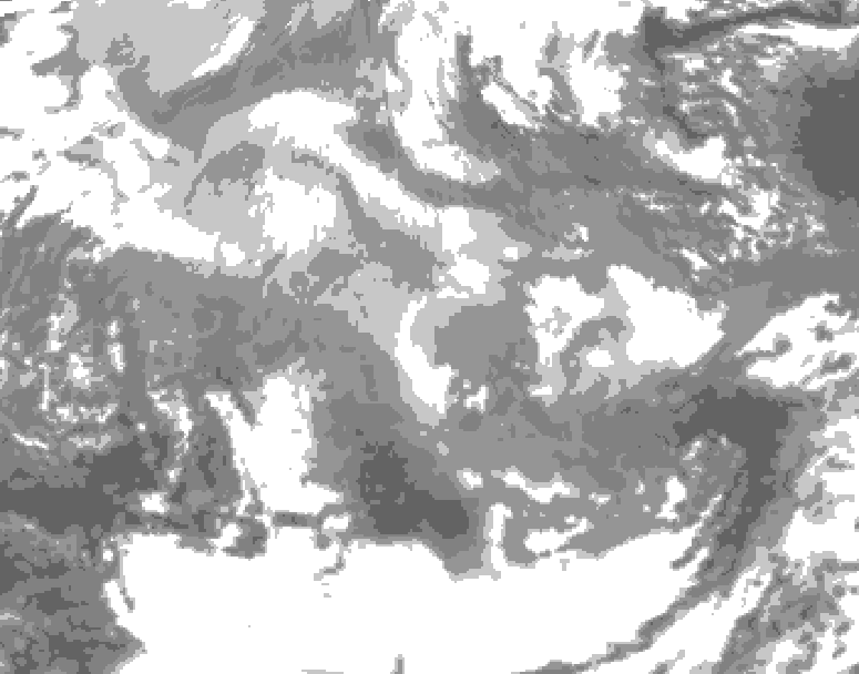 GDPS total cloud 210 hour forecast chart for Canada based on 2025/12/06 0000Z data