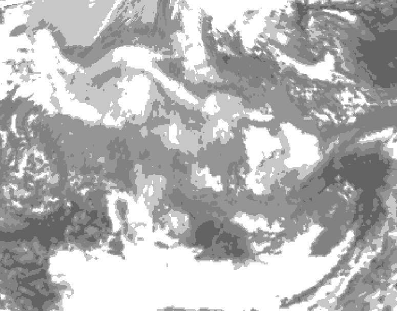 GDPS total cloud 216 hour forecast chart for Canada based on 2025/12/06 0000Z data
