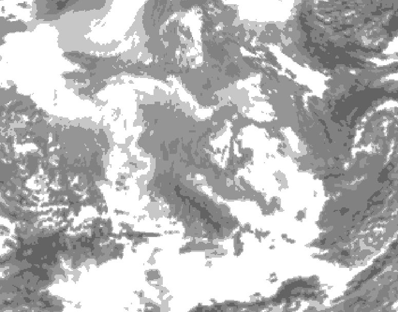 GDPS total cloud 240 hour forecast chart for Canada based on 2025/12/06 0000Z data