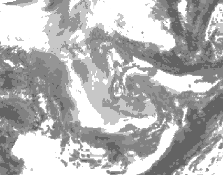 GDPS total cloud 012 hour forecast chart for Canada based on 2025/12/06 1200Z data