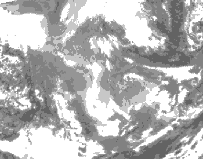 GDPS total cloud 030 hour forecast chart for Canada based on 2025/12/06 1200Z data