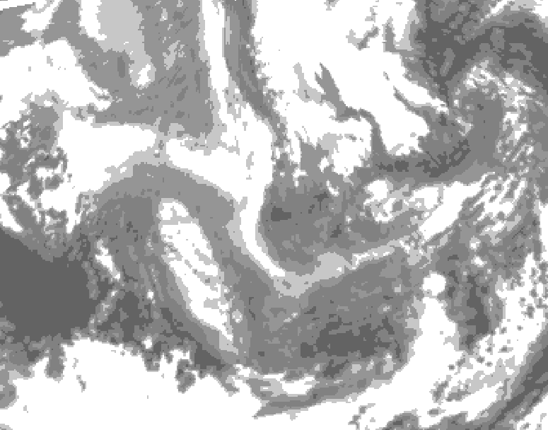 GDPS total cloud 096 hour forecast chart for Canada based on 2025/12/06 1200Z data