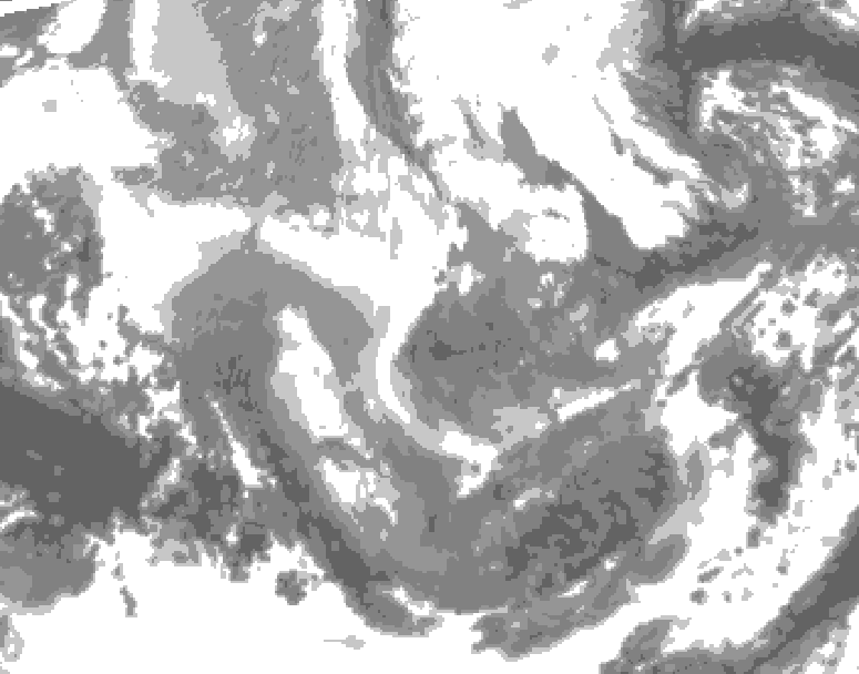 GDPS total cloud 102 hour forecast chart for Canada based on 2025/12/06 1200Z data