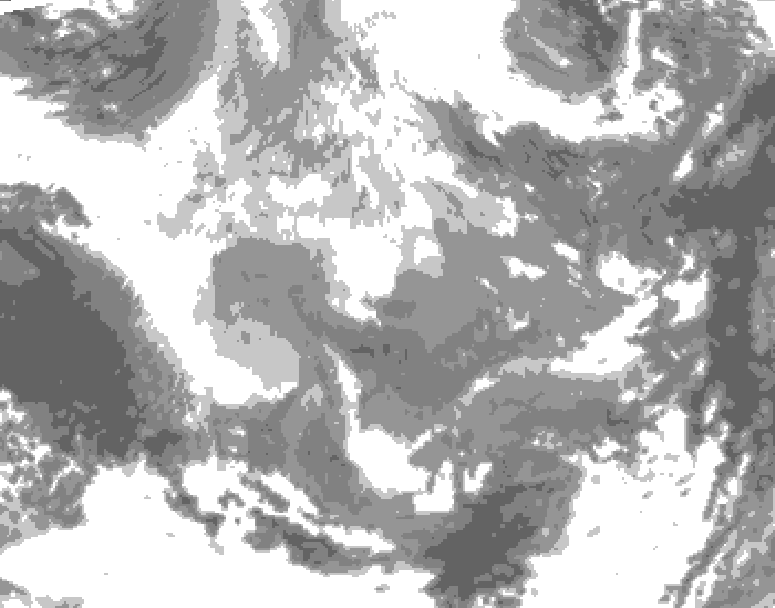 GDPS total cloud 132 hour forecast chart for Canada based on 2025/12/06 1200Z data