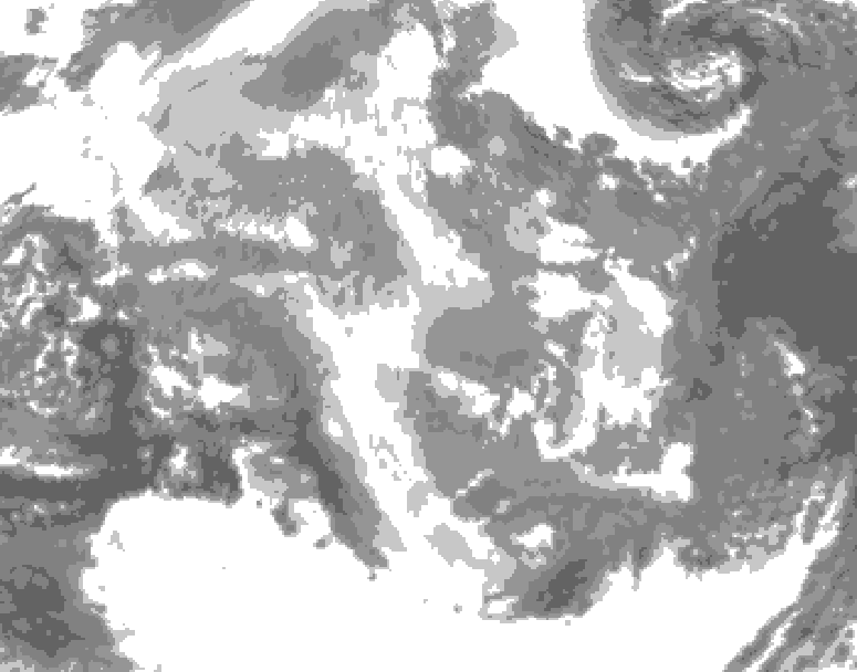 GDPS total cloud 180 hour forecast chart for Canada based on 2025/12/06 1200Z data