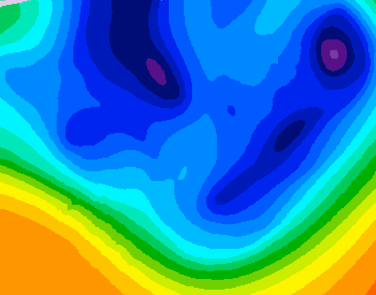 GDPS 500 millibar geopotential height 090 hour forecast chart for Canada based on 2025/12/07 0000Z data