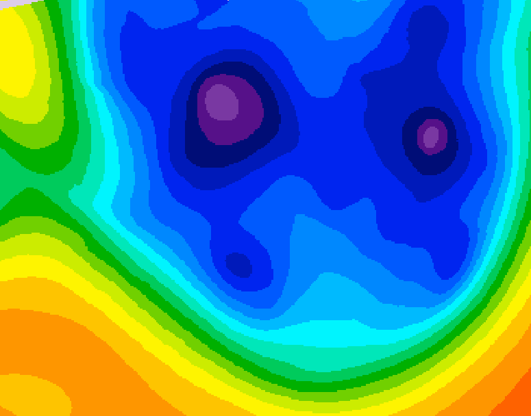 GDPS 500 millibar geopotential height 138 hour forecast chart for Canada based on 2025/12/07 0000Z data
