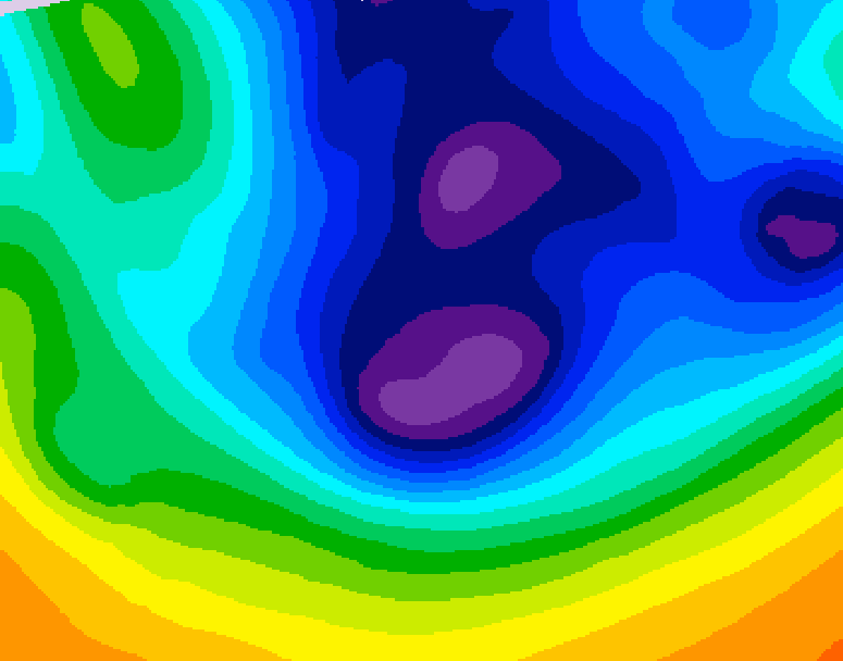 GDPS 500 millibar geopotential height 222 hour forecast chart for Canada based on 2025/12/07 0000Z data