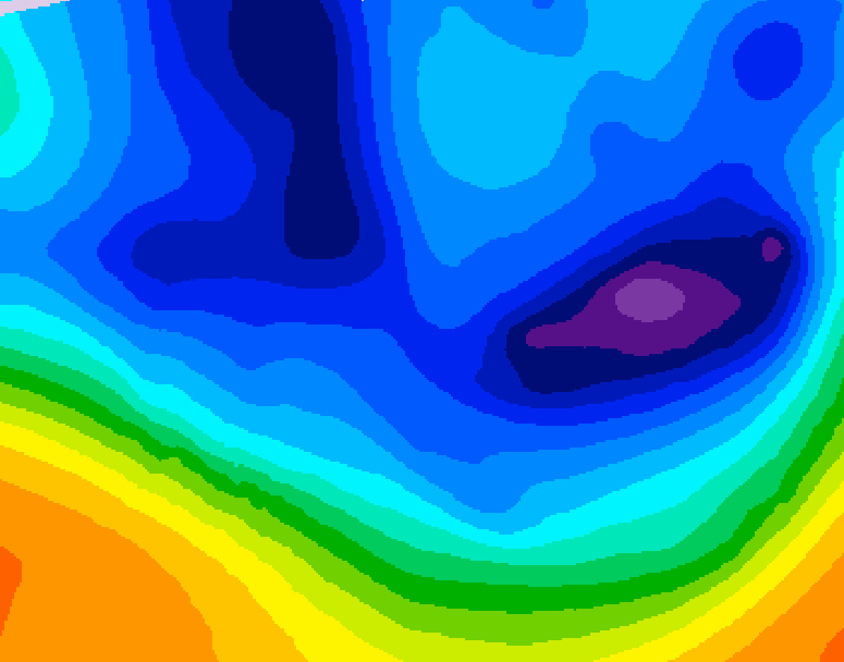 GDPS 500 millibar geopotential height 048 hour forecast chart for Canada based on 2025/12/07 1200Z data