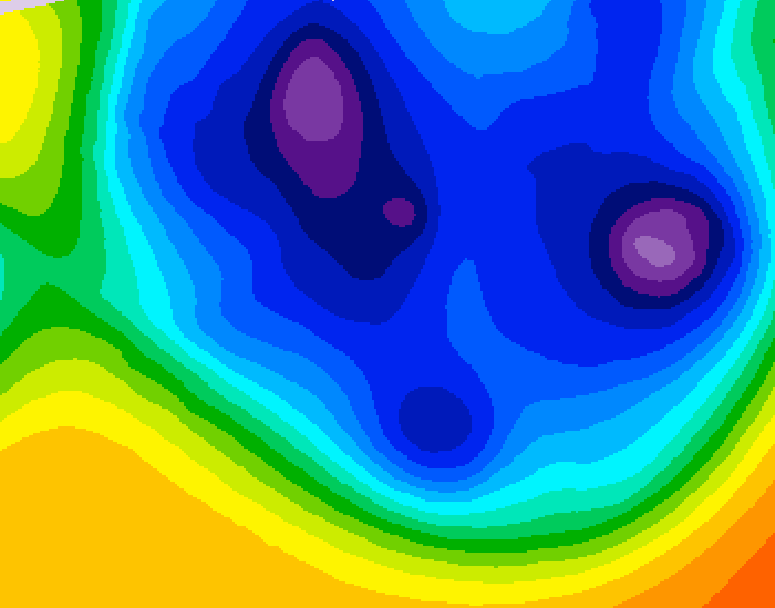 GDPS 500 millibar geopotential height 132 hour forecast chart for Canada based on 2025/12/07 1200Z data