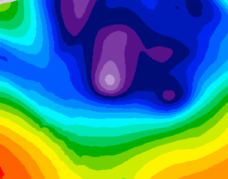 GDPS 500 millibar geopotential height 222 hour forecast chart for Canada based on 2025/12/07 1200Z data