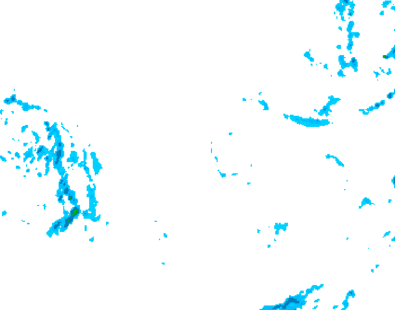 GDPS precipitation 018 hour forecast chart for Canada based on 2025/12/07 0000Z data