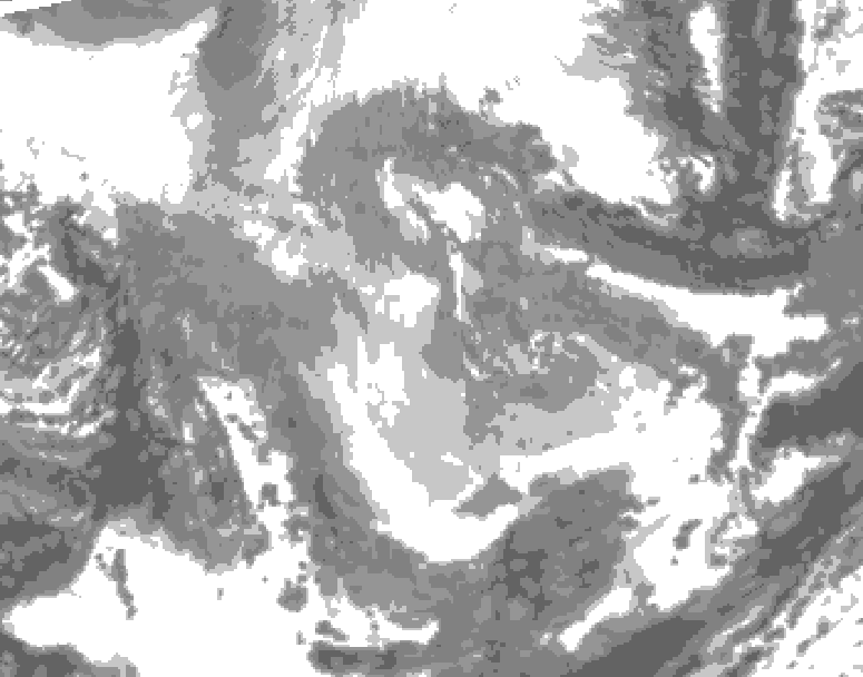 GDPS total cloud 012 hour forecast chart for Canada based on 2025/12/07 0000Z data