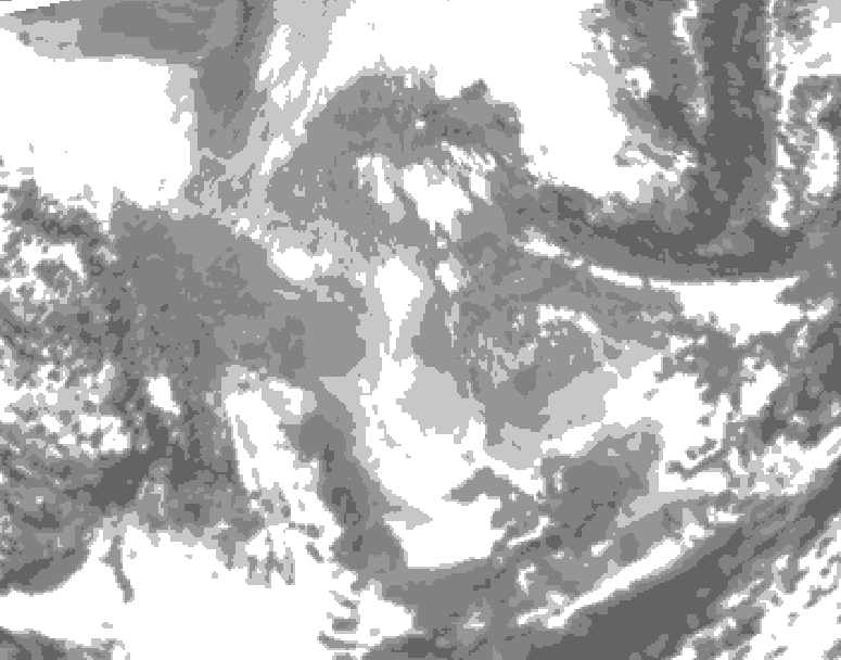 GDPS total cloud 018 hour forecast chart for Canada based on 2025/12/07 0000Z data
