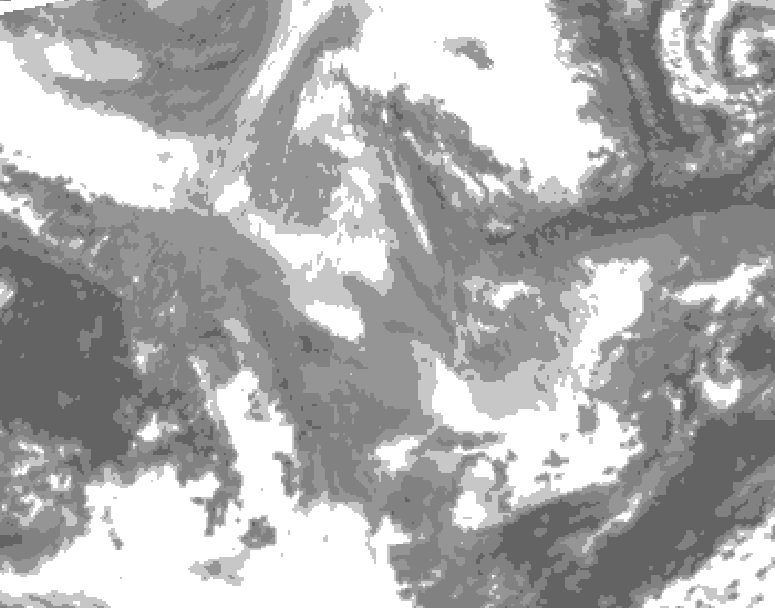 GDPS total cloud 036 hour forecast chart for Canada based on 2025/12/07 0000Z data