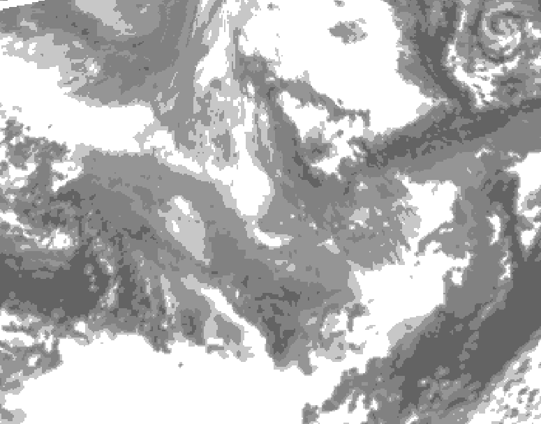 GDPS total cloud 048 hour forecast chart for Canada based on 2025/12/07 0000Z data