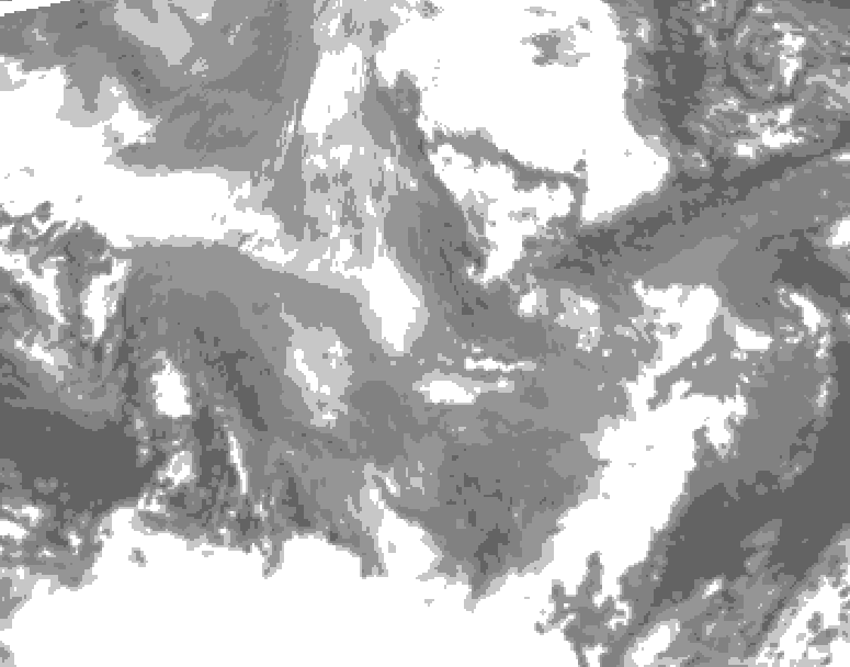 GDPS total cloud 054 hour forecast chart for Canada based on 2025/12/07 0000Z data