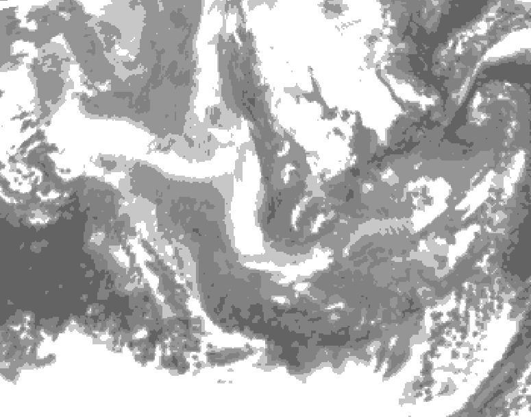 GDPS total cloud 072 hour forecast chart for Canada based on 2025/12/07 0000Z data