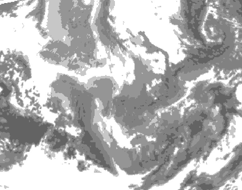 GDPS total cloud 096 hour forecast chart for Canada based on 2025/12/07 0000Z data