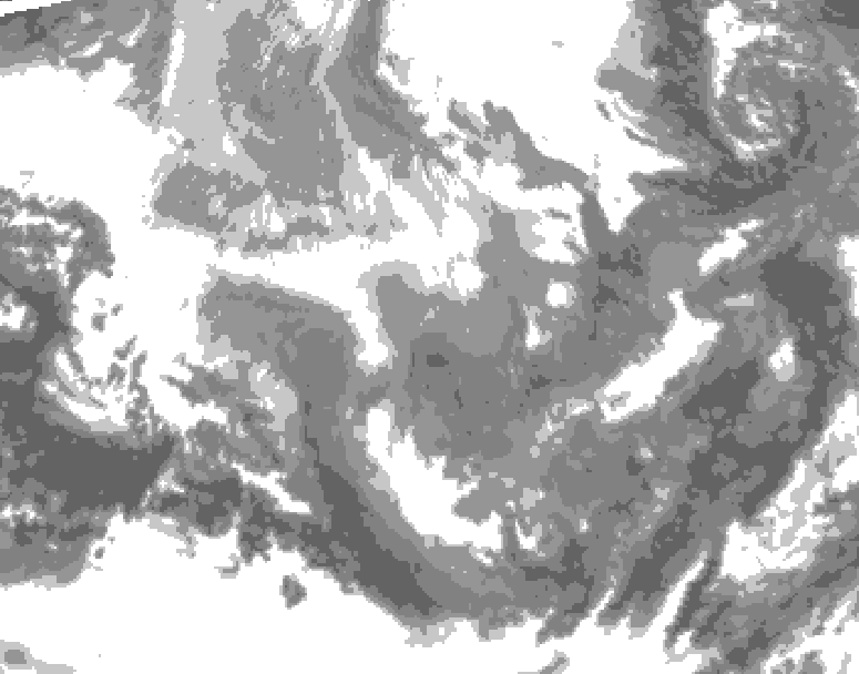 GDPS total cloud 102 hour forecast chart for Canada based on 2025/12/07 0000Z data