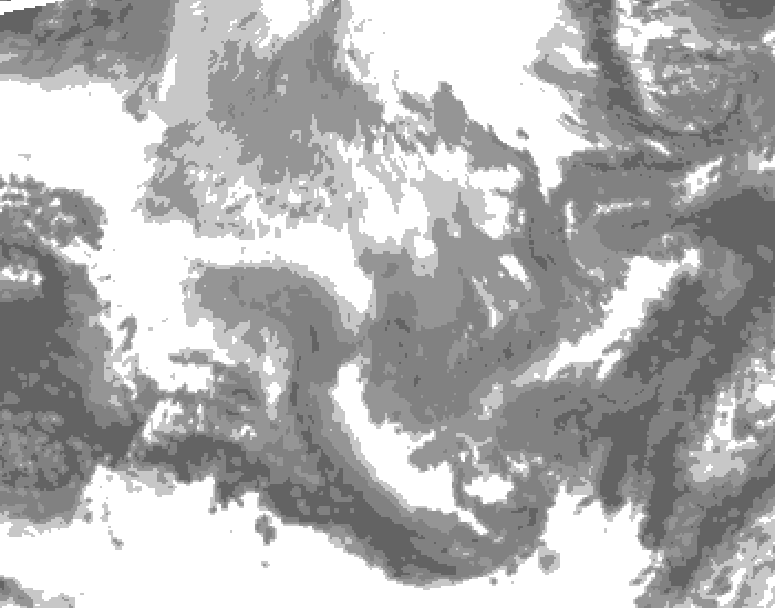GDPS total cloud 108 hour forecast chart for Canada based on 2025/12/07 0000Z data