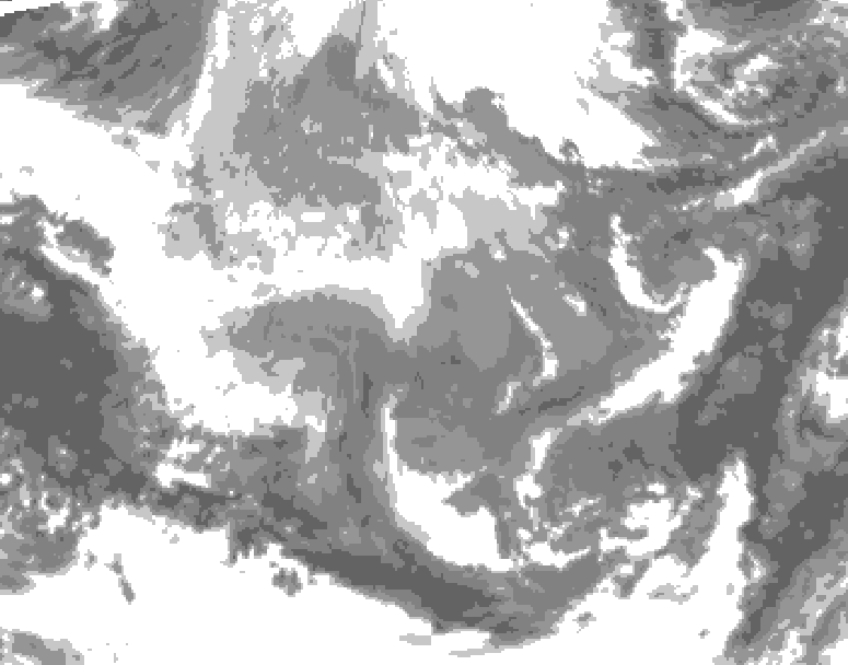 GDPS total cloud 114 hour forecast chart for Canada based on 2025/12/07 0000Z data