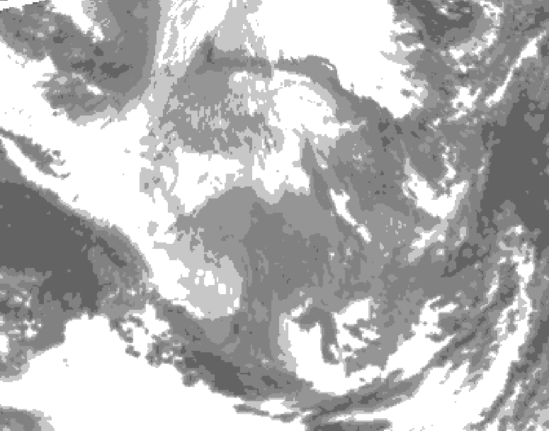 GDPS total cloud 126 hour forecast chart for Canada based on 2025/12/07 0000Z data