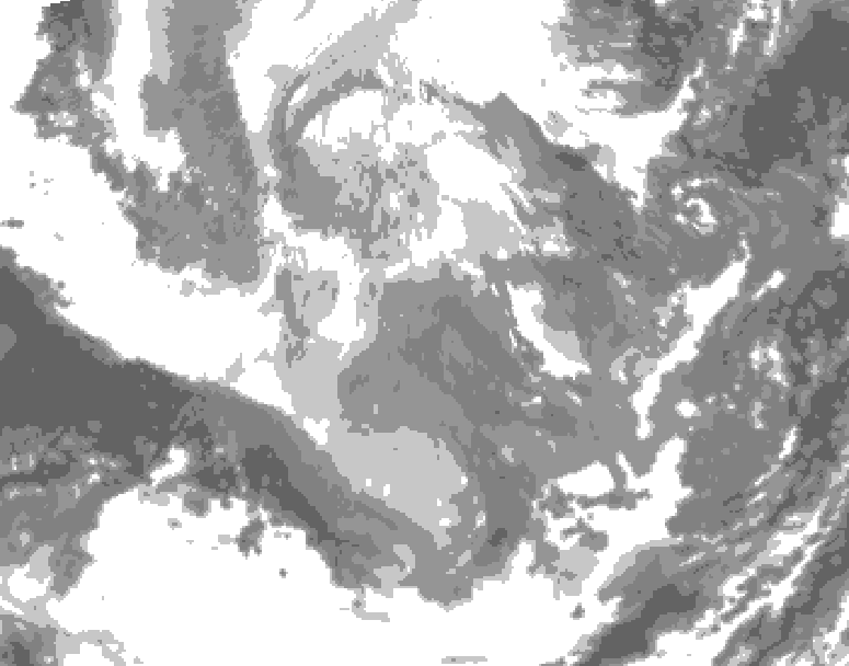 GDPS total cloud 144 hour forecast chart for Canada based on 2025/12/07 0000Z data