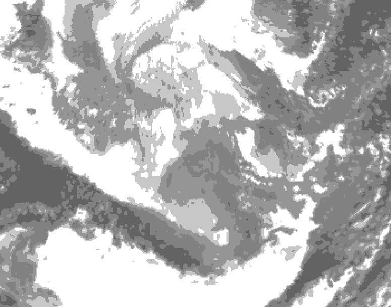 GDPS total cloud 150 hour forecast chart for Canada based on 2025/12/07 0000Z data