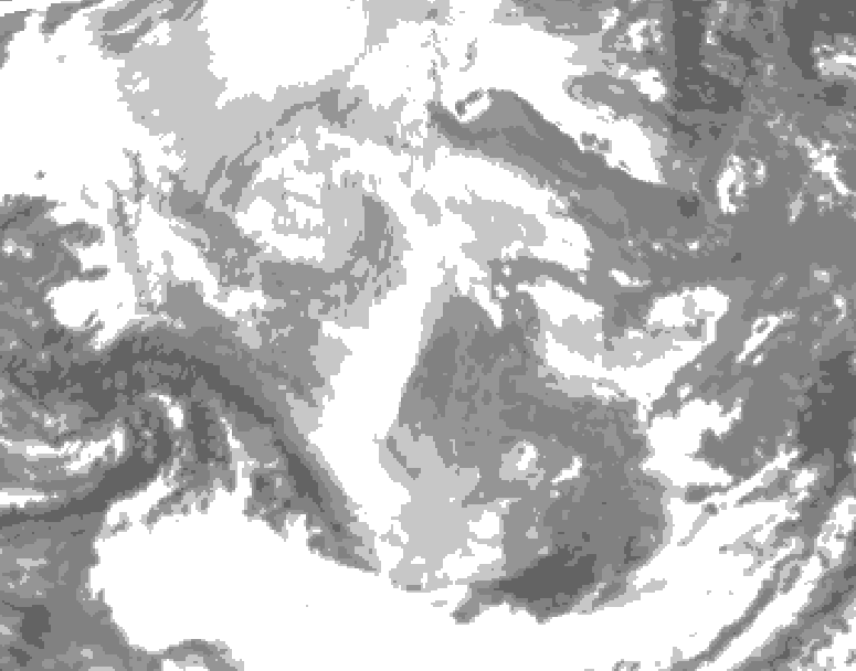 GDPS total cloud 168 hour forecast chart for Canada based on 2025/12/07 0000Z data