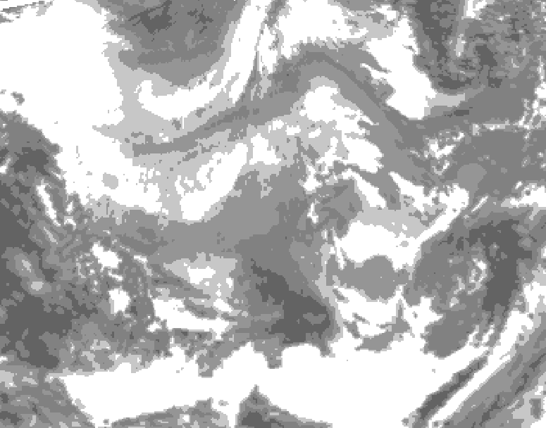 GDPS total cloud 192 hour forecast chart for Canada based on 2025/12/07 0000Z data