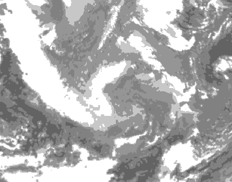 GDPS total cloud 216 hour forecast chart for Canada based on 2025/12/07 0000Z data