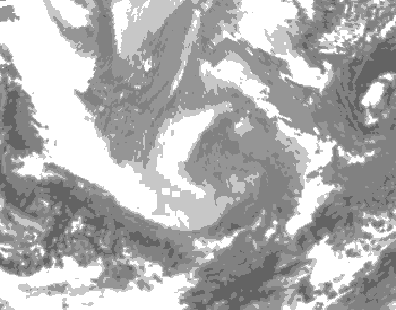 GDPS total cloud 222 hour forecast chart for Canada based on 2025/12/07 0000Z data
