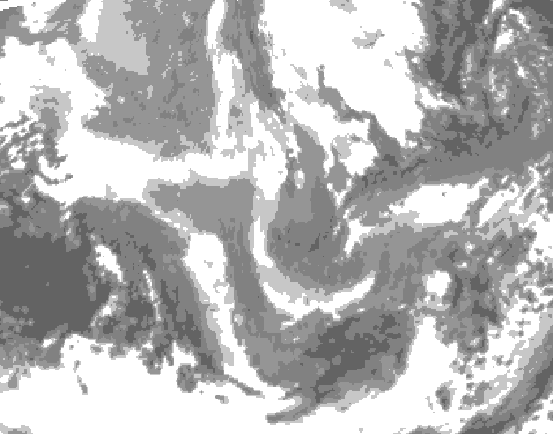 GDPS total cloud 072 hour forecast chart for Canada based on 2025/12/07 1200Z data