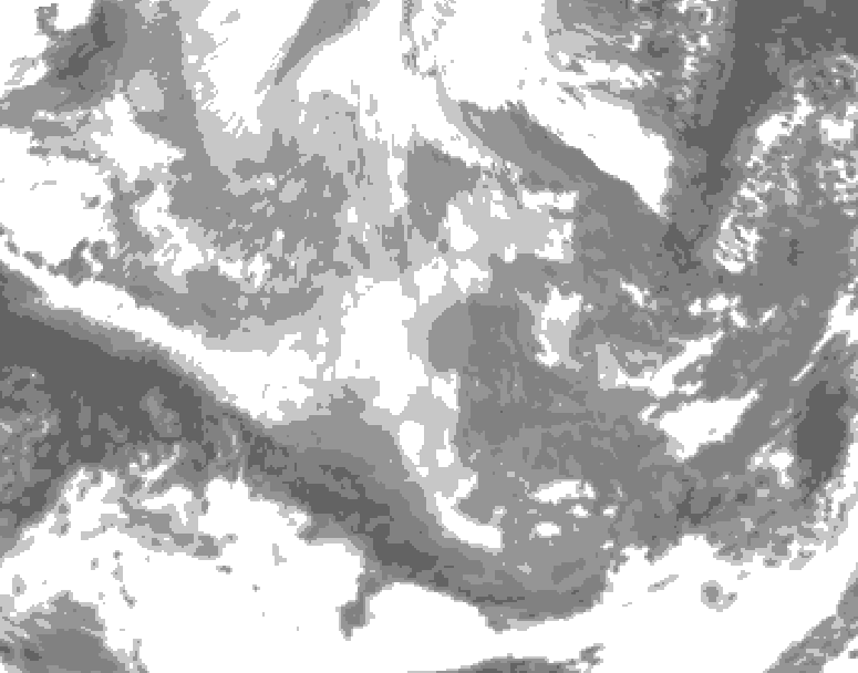 GDPS total cloud 144 hour forecast chart for Canada based on 2025/12/07 1200Z data