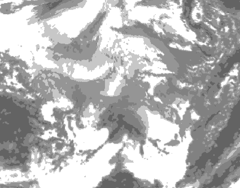 GDPS total cloud 180 hour forecast chart for Canada based on 2025/12/07 1200Z data