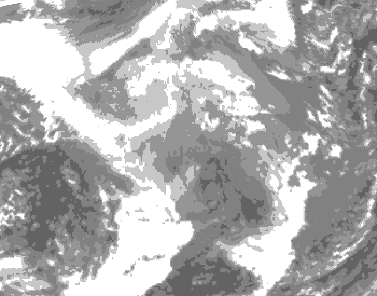 GDPS total cloud 192 hour forecast chart for Canada based on 2025/12/07 1200Z data