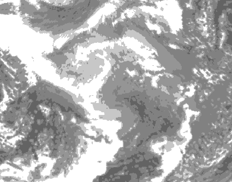 GDPS total cloud 198 hour forecast chart for Canada based on 2025/12/07 1200Z data